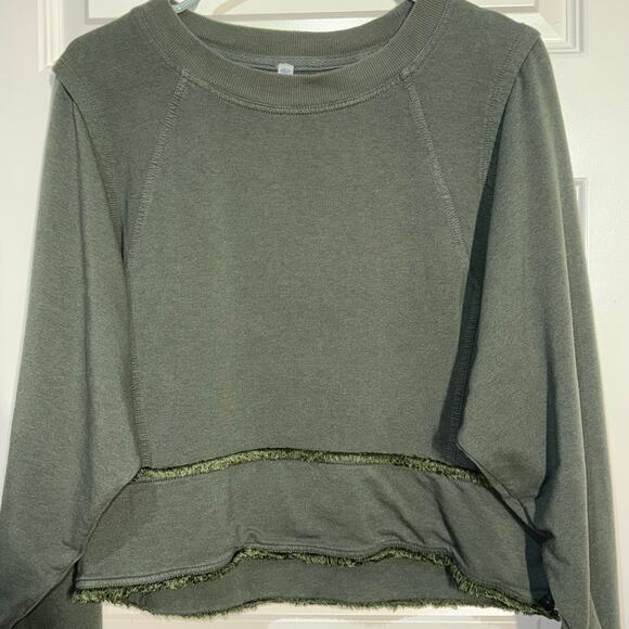 Free People Movement Army Green Cropped Sweatshirt, Women's Size S - Picture 6 of 7